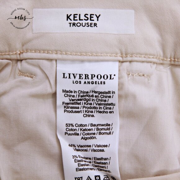NWT Liverpool Kelsey Mid Rise Cotton Blend Trouser Side Slit Beige Women 10/30 - Picture 9 of 11